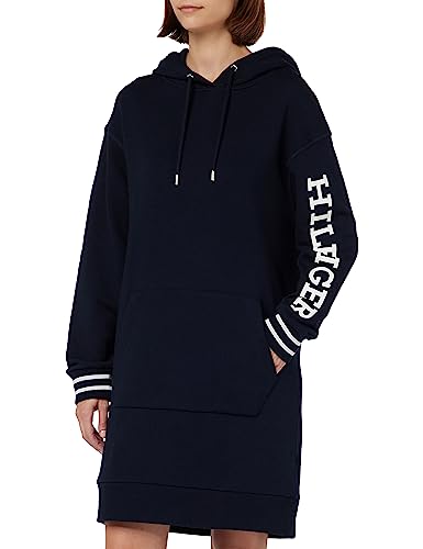 Tommy Hilfiger Damska sukienka z kapturem REG MONOTYPE SLV krótka sukienka z kapturem DRS, pustynne niebo, L, Pustynne niebo, L