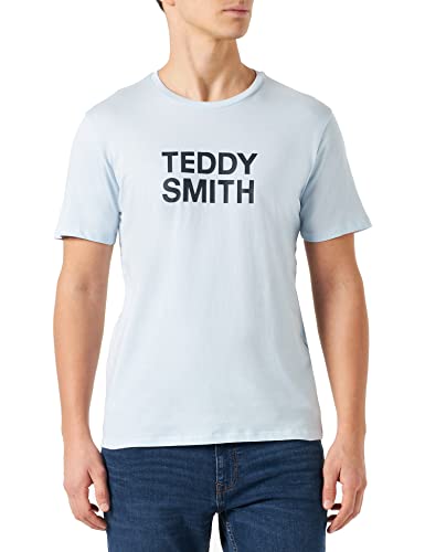 Koszulka męska z okrągłym dekoltem 100% bawełna - TICLASS Basic MC, Jasnoniebieski, XXL