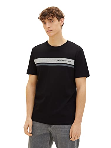 TOM TAILOR Denim Koszulka męska 1036965, 2999, czarna, M, 2999 - Black, M