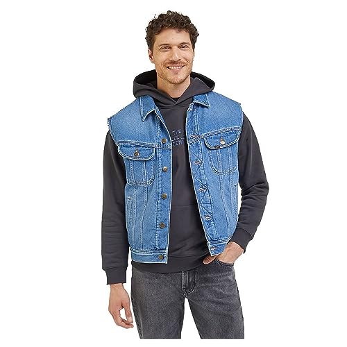 Lee Męska kurtka Rider Vest Denim, Carolina Mid Stone, XL