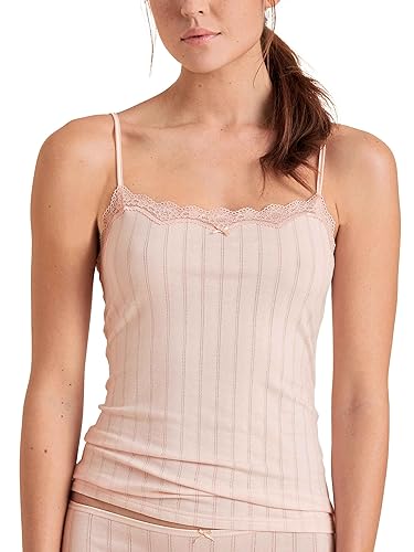 CALIDA Damski top typu spaghetti, z serii Etude Toujours, ramiączka, z koronką, z 95% bawełny Supima, Rosa, 44-46