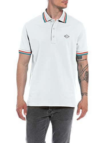 Replay Męska koszulka polo, Off White 801, XXL