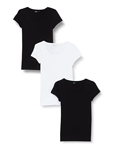 ONLY Damska koszulka Onllive Love New Ge Ss O-Neck Top JRS, Biały/opakowanie: + 2 czarne, M