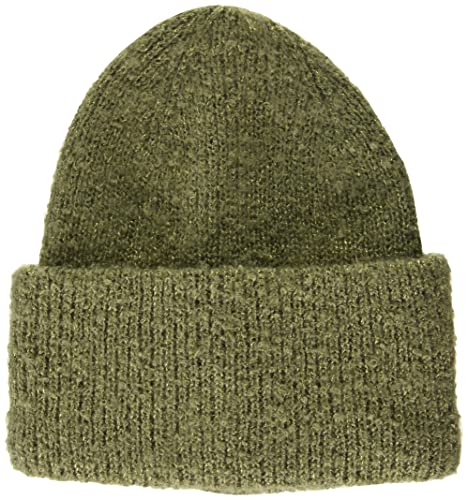 PIECES Damski PCPYRON Hood NOOS BC czapka z dzianiny, Deep Lichen Green/Detail:Gold Lurex, ONE Size