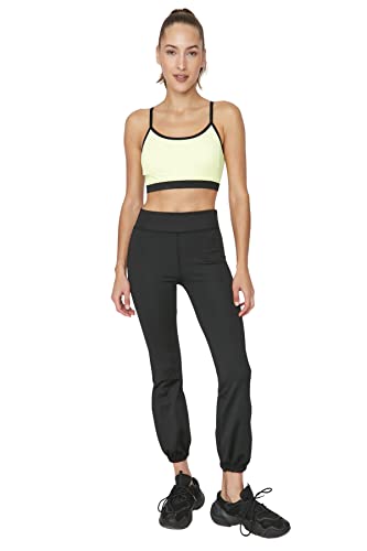 Trendyol Damskie spodnie sportowe z normalną talią Skinny Fit Jogger Dresy, Czarny, M