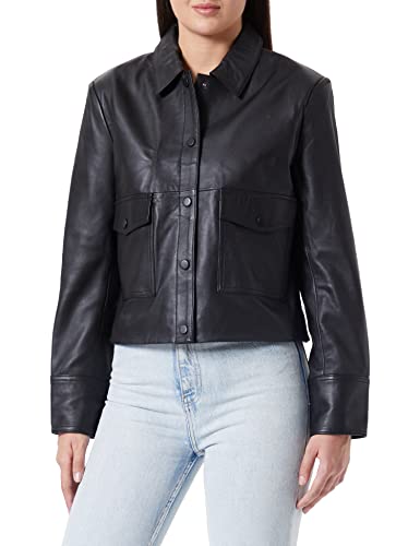 Mexx Damska kurtka skórzana z kieszeniami, czarna, M