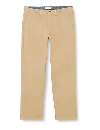 GANT Klasyczne spodnie męskie Regular Twill Chinos, Dark Khaki, Standard, khaki (Dark Khaki), 34W / 32L