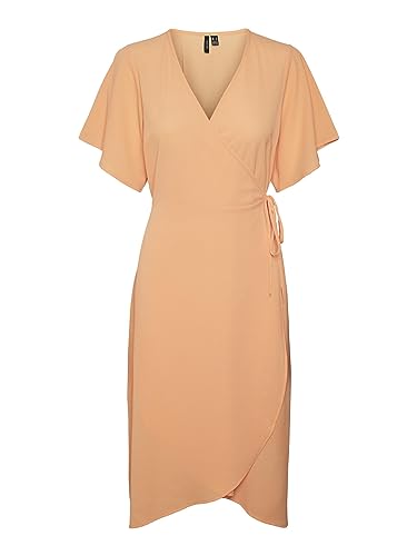 VERO MODA Women's VMSAKI SS Calf WRAP Dress GA NOOS sukienka, Mock Orange, XXL, Mock Orange, XXL