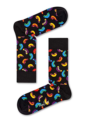 Happy Socks Hotdog, kolorowe i zabawne, Skarpety dla kobiet i mężczyzn, Czarny-Niebieski-Pomarańczowy-Żółty (36-40)