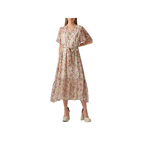 VERO MODA Sukienka damska VMSILO SS 7/8 WVN BTQ, brzoza/AOP: SILO, XL, Brzoz/Aop: silo, XL
