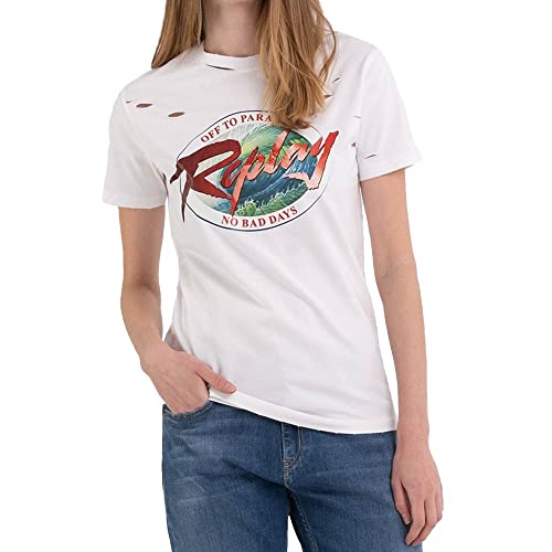 Replay T-shirt damski, 001 White, M