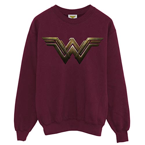 Popgear Męska Dc Comics Wonder Woman Film Logo Bluza z okrągłym dekoltem i Bluzka Bordowa, Burgund, XL