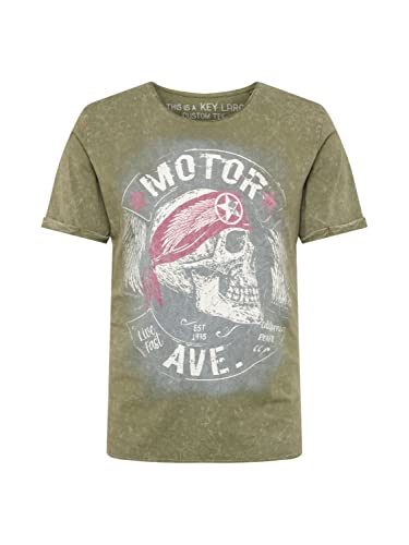 KEY LARGO Męski T-shirt Avenue Round Urban Khaki (1513), S