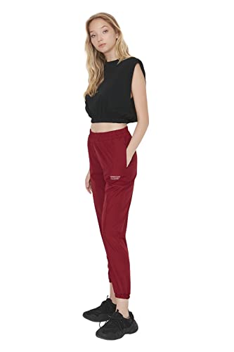 TRENDYOL Women's męskie spodnie do biegania ze średnim stanem, burgundowe, S, burgundowy, S