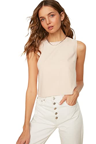 Trendyol Damska bluza z dzianiny Pink Sleeveless, Rosa, 38