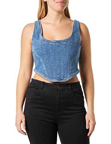 Pinko Damska kamizelka Giavellotto Bustino Denim Blue, Pjc_lavaggio Medio Scuro, 52