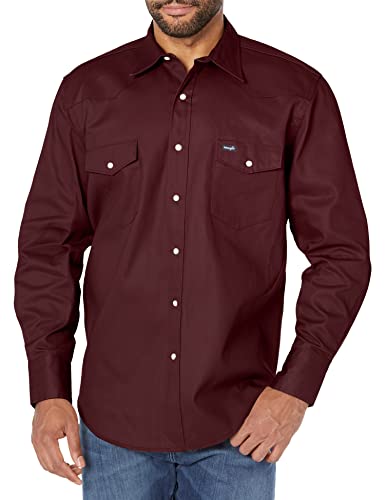 Wrangler Męska koszula robocza z długim rękawem w stylu kowbojskim, sprane wykończenie, Czerwony tlenek, 4X