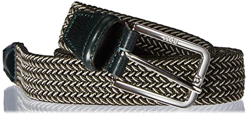 BOSS męski Clorio Sz30 Tkany pasek z skórzanymi wykończeniami, Open Green348, 85 cm