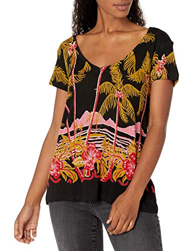 Desigual TS_Black Palms Koszulka damska, Czarny (Negro 2000), XS
