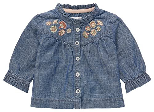 Noppies Bluzka dla dziewczynek z długim rękawem Lexington, Medium Blue Denim - P493, 74 cm