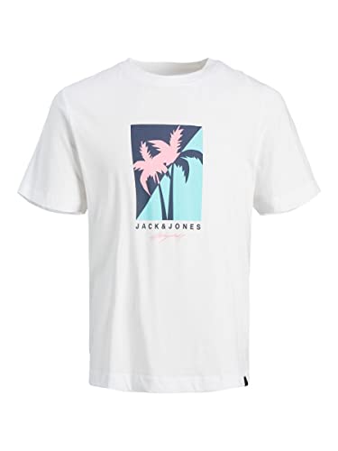 JACK & JONES Męski T-shirt z logo Crew Neck, Bright White, XL