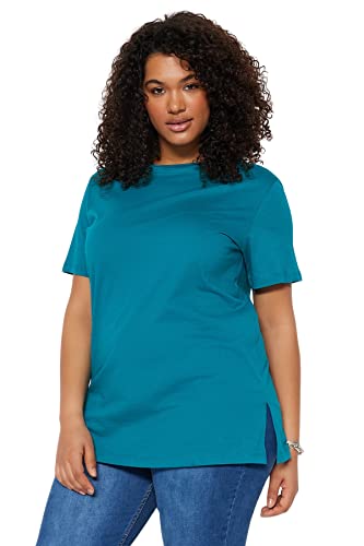 Trendyol Damska koszulka plus size, luźna, podstawowa, z okrągłym dekoltem, dzianinowa koszulka plus size, Olej, 3XL