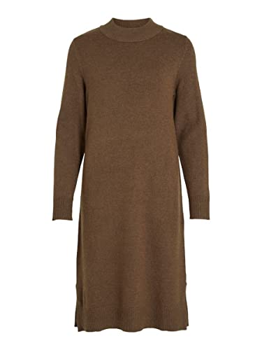 Vila Women's VIRIL Crew Neck L/S MIDI sukienka damska, crocodile/szczegóły: ciemny melanż, S, Crocodile/szczegóły: ciemny melanż, S