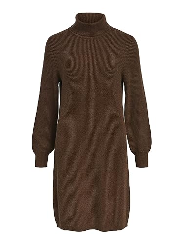 Object Sukienka damska OBJMALENA L/S z okrągłym dekoltem NOOS sukienka, Dark Earth/Szczegóły: melanż, S, Dark Earth/Szczegóły: melanż, S