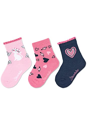 Sterntaler Skarpety dziecięce, uniseks, 3 sztuki, w kształcie kota, różowe, normalne, Rosa, 26