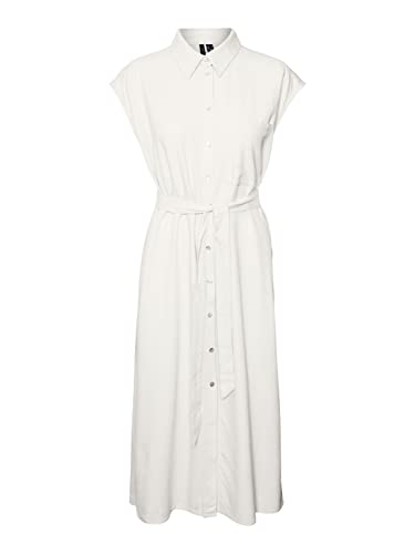 VERO MODA Sukienka damska Vmmymilo Sl Calf Shirt Dress WVN Ga, Snow White, M