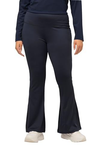 Ulla Popken Damskie sportowe legginsy do modelowania ciała, rozkloszowane nogawki, ciemny indygo, 50/52/Duże rozmiary