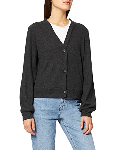TOM TAILOR Denim Damski Prążkowany kardigan z rękawami balonowymi 1029110, 10522 - Shale Grey Melange, S