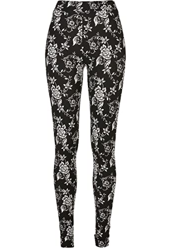 Urban Classics Damskie miękkie legginsy AOP spodnie do jogi, Blackrose, 4XL