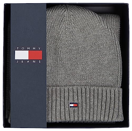 Tommy Hilfiger Szalik z małą flagą + beanie, pakiety upominkowe GP, jasnoszary wrzos, L/XL, jasnoszary wrzos