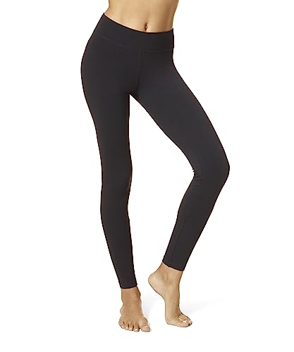 HUE Damskie ultra bawełniane legginsy z szerokim pasem | modne legginsy, Czarny, L