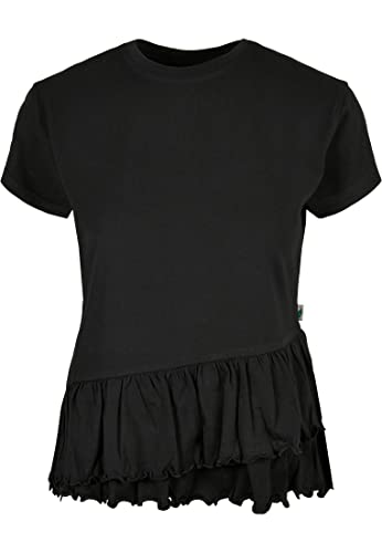 Urban Classics Damska koszulka damska z falbanami organicznymi, czarny, 4XL
