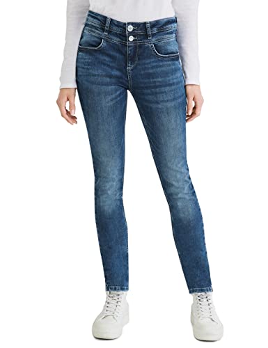 Street One Damskie spodnie jeansowe w stylu York Slim, indygo wash, 28W / 32L