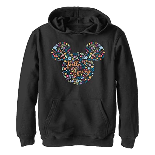Disney Chłopięca bluza z kapturem w kwiaty, Czarny, S