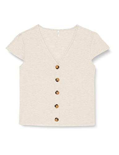 ONLY Damski top Onlnella S/S Button JRS Noos, Pumice Stone/szczegóły: melanż, 3XL