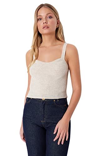 Trendyol Damska bluzka z dzianiny slim fit Basic Sweetheart, rockowa, S, Skała, S