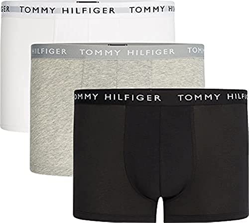 Tommy Hilfiger Męski pakiet 3 bokserów Trunks Bielizna, White/Heather Grey/White/Black, L