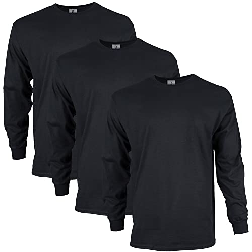 Gildan T-shirt Dla mężczyzn Bluzka z długim rękawem bawełniana Ultra, styl G2400 Czarny ,M