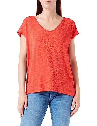 Bestseller A/S Damska koszulka Pcbillo Tee Lurex Stripes Noos, Poppy Red/Detail:Lurex Gold, XL
