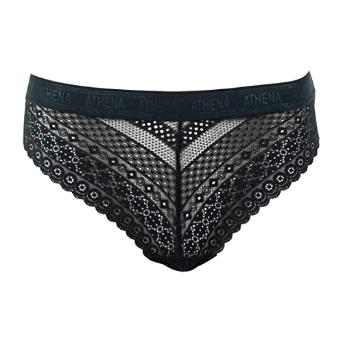 ATHENA - Koronkowe stringi damskie, czarny, 42