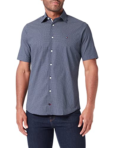 Tommy Hilfiger Męska sukienka Cl Stretch Classic Prtrfsht S/S, Navy Iris/White, 50