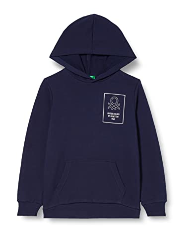 United Colors of Benetton Chłopięca bluza z kapturem z długim rękawem, Ciemnoniebieski 252, 120