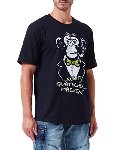 Trigema Męski T-shirt 636210822, granatowy, standardowy