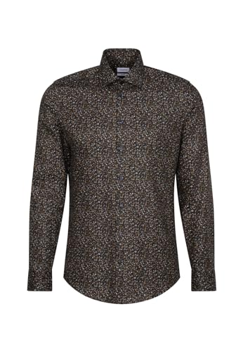 Seidensticker Męska koszula z długim rękawem o dopasowanym kroju, ciemnozielony, 41