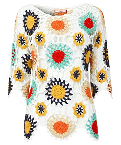 Joe Browns Damski sweter szydełkowy w stylu karnawałowym, biały, 18