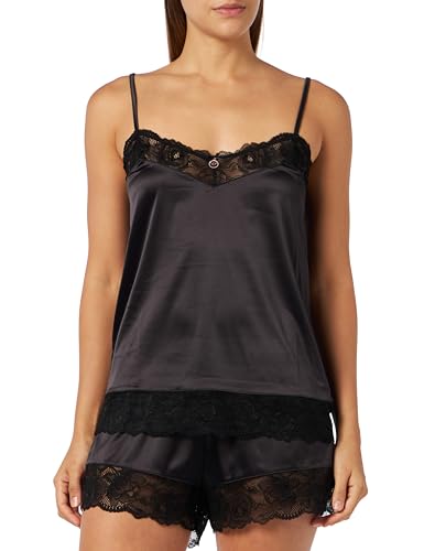 Emporio Armani Damska koszulka z koronką i szortami dla kobiet, zestaw 2 sztuk, czarny, XS